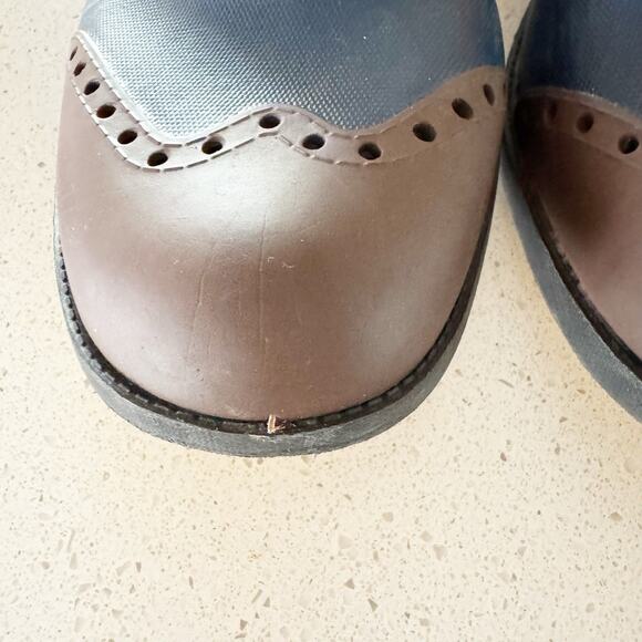 Biion Golf Oxford Spikeless Slip on Shoes Men's 6- Orange, Brown, Blue - Picture 4 of 7